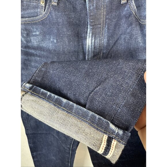 Uniqlo Selvedge Jeans 32x31 Slim Straight Kaihara Raw Denim Dark Wash Mens - Picture 3 of 8